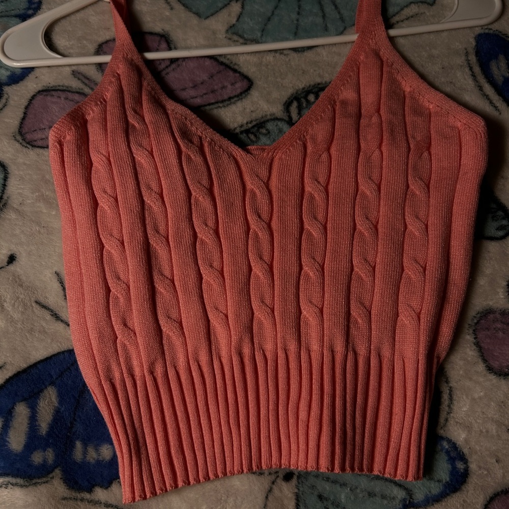 Light Pink Knitted Crop Top🎀🤍